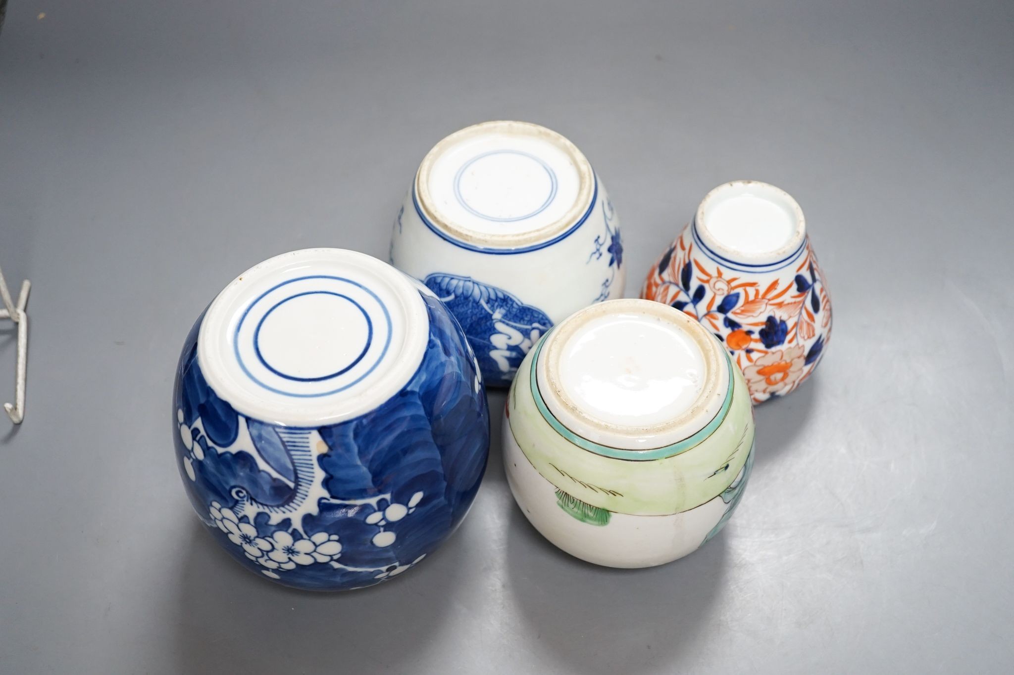 Four Chinese ginger jars, 13cm